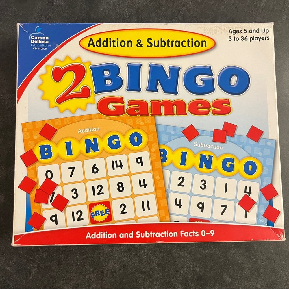 Carson Dellosa Addition & Subtraction Bingo Educational Math Board Game Set
